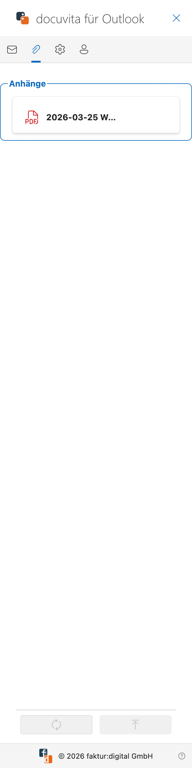 Anhänge-Tab — Anhang-Liste mit einem PDF