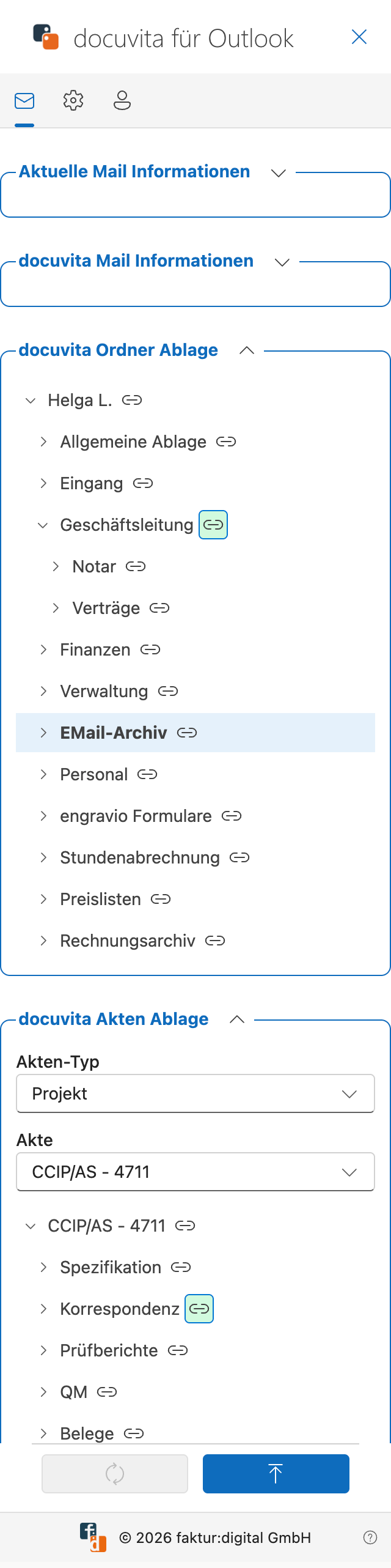 Mail-Tab — Archivieren-Schaltfläche aktiv
